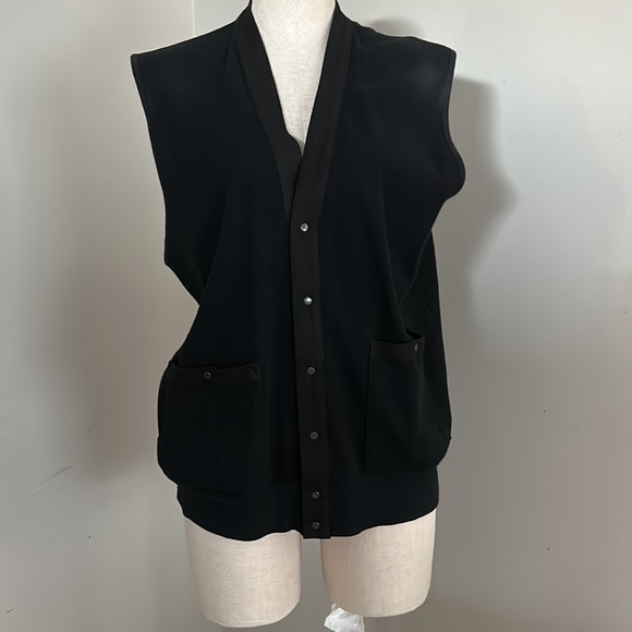 Men’s Saratoga by Robert Peritz Cotton Navy Vest Front Snap Closure size L VNTG - Picture 2 of 13
